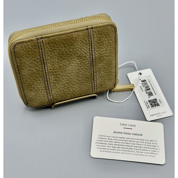 Hammitt 5 North Plume Moss Green Nubuck Leather Compact Zip Around Wallet 16470 - Picture 2 of 15